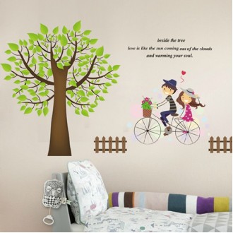 Lovers & Green Tree Vinyl Wall Art Decals